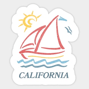 1980s Vintage Style / California Aesthetic Sailboat Faded Design Sticker